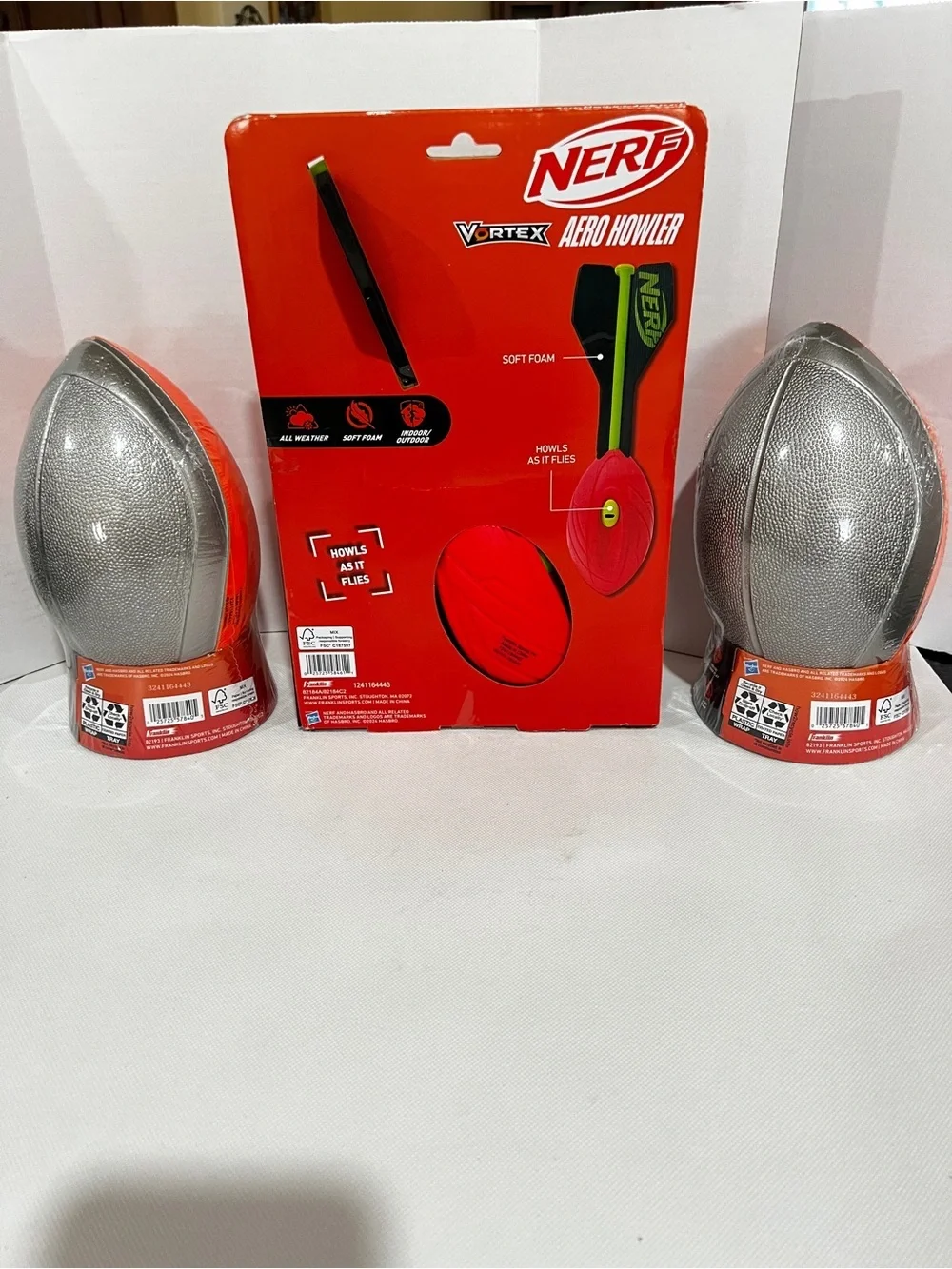 Lot of Three NERF Football Turbo & Aero Howler Football Sporty Outdoor